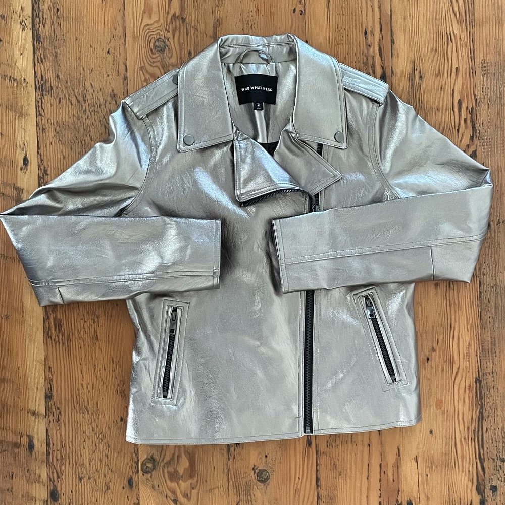 [SOLD] Who What Wear Silver Moto Jacket